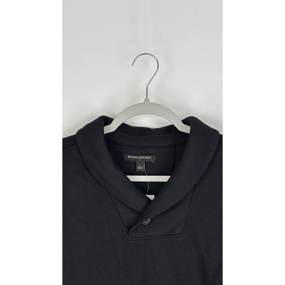 Banana Republic Shawl Neck Long Sleeve Sweater Pullover Mens Large Black New - Picture 3 of 7